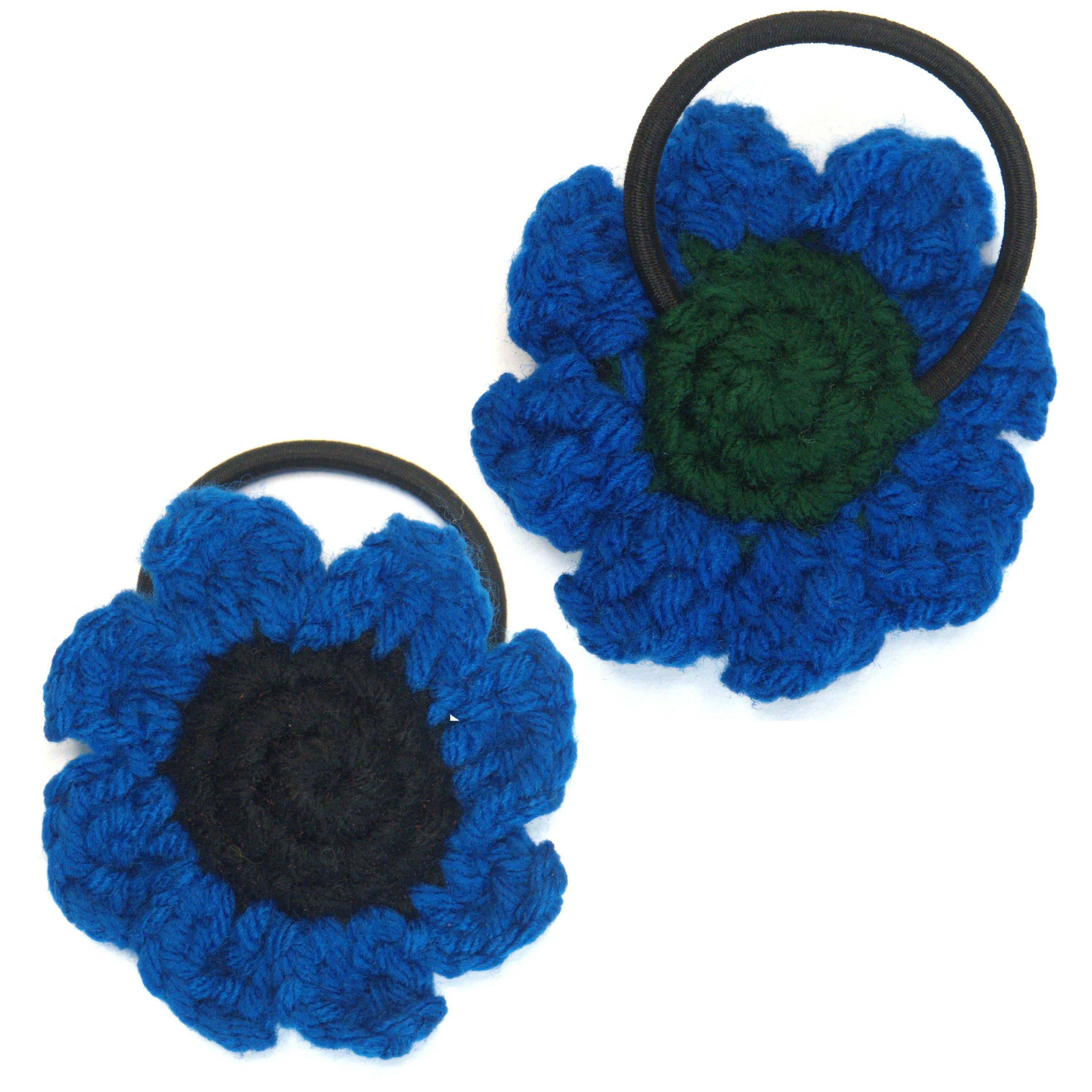 Handmade Crochet Flower Hair Tie (Soft & Stylish Hair Elastic) Set of 2