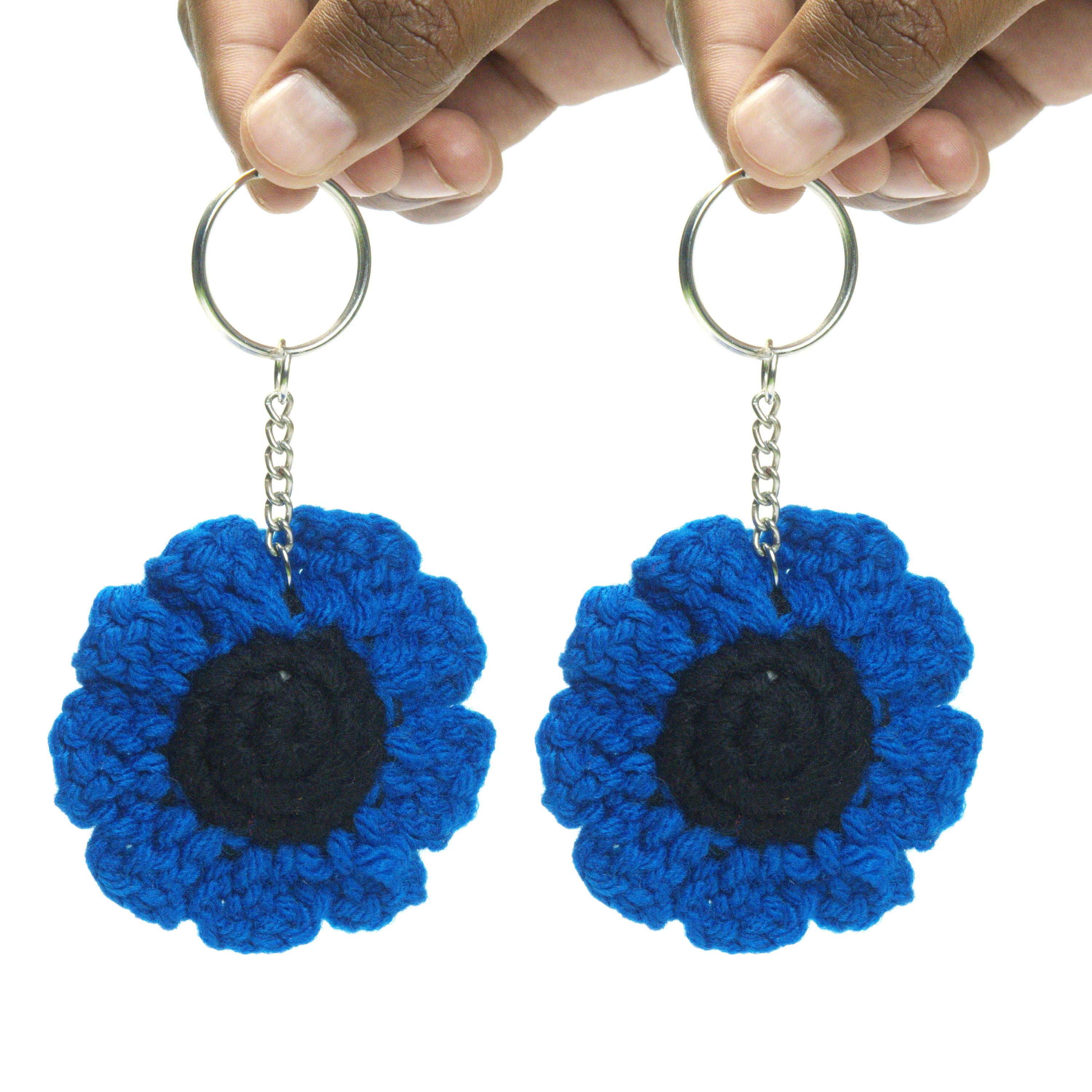 Handmade Crochet Sunflower Keychain – Cute Floral Amigurumi Bag Charm (Set of 2)
