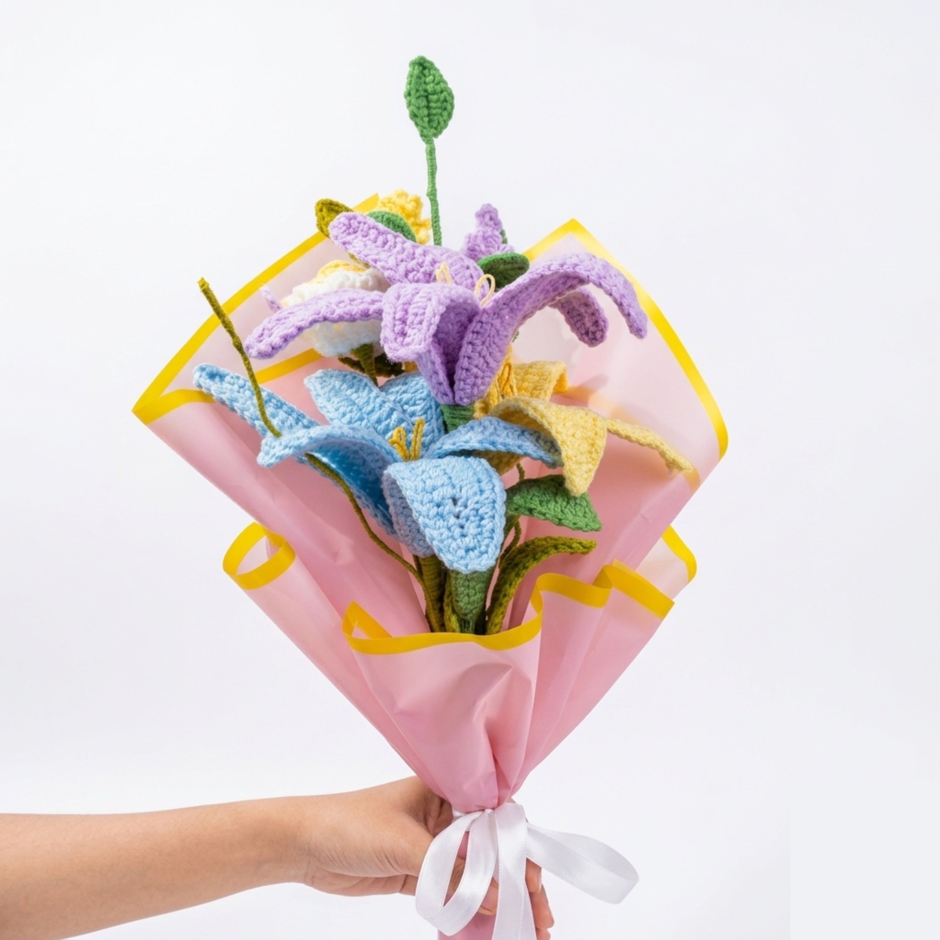 Handmade Crochet Flower Bouquet – Forever Bloom Gift (Pastel Lily Mix)