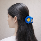Handmade Blue Crochet Flower Hair Claw Clip – Aesthetic Floral Hair Accessory
