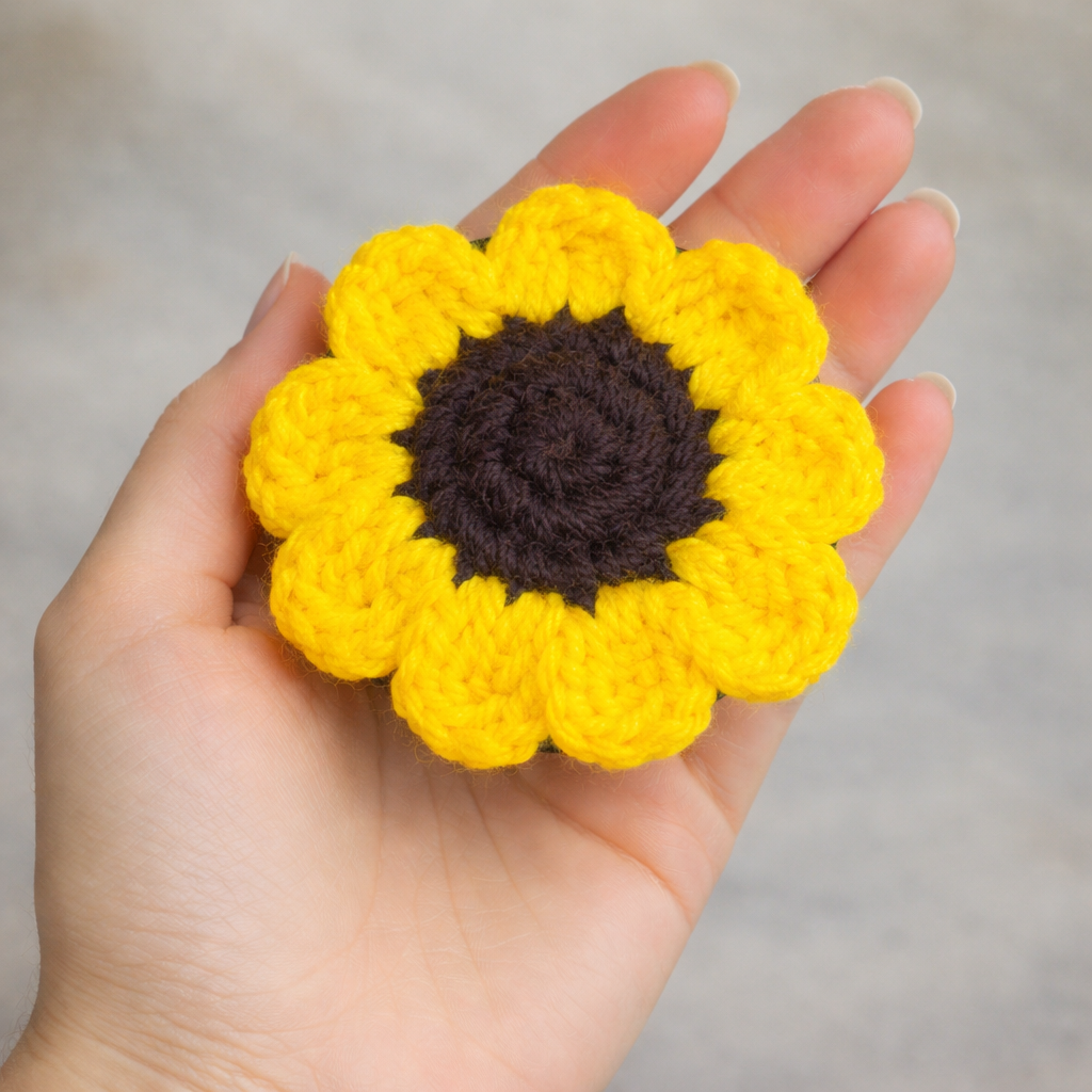 Handmade Crochet Flower Hair Claw Clip (Sunflower Design) (Purple)