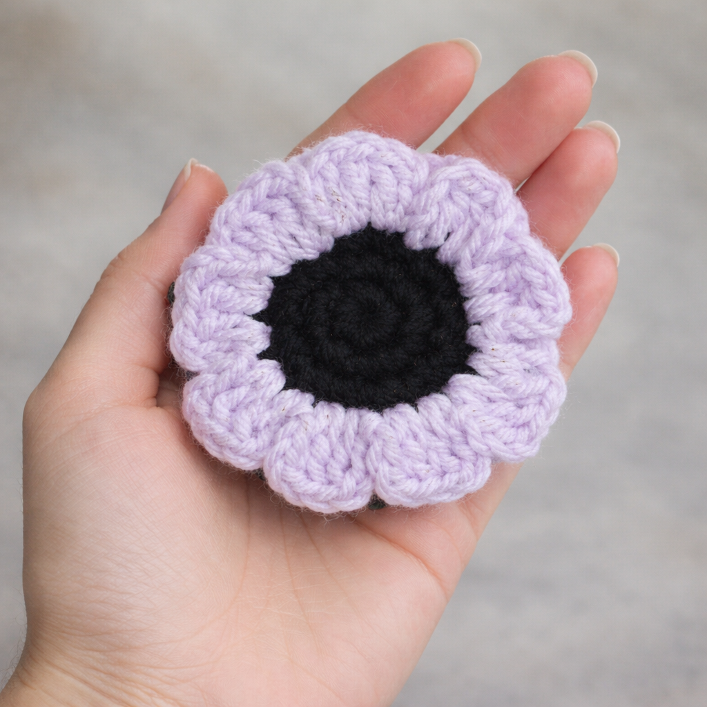 Handmade Crochet Flower Hair Claw Clip (Sunflower Design) (Purple)
