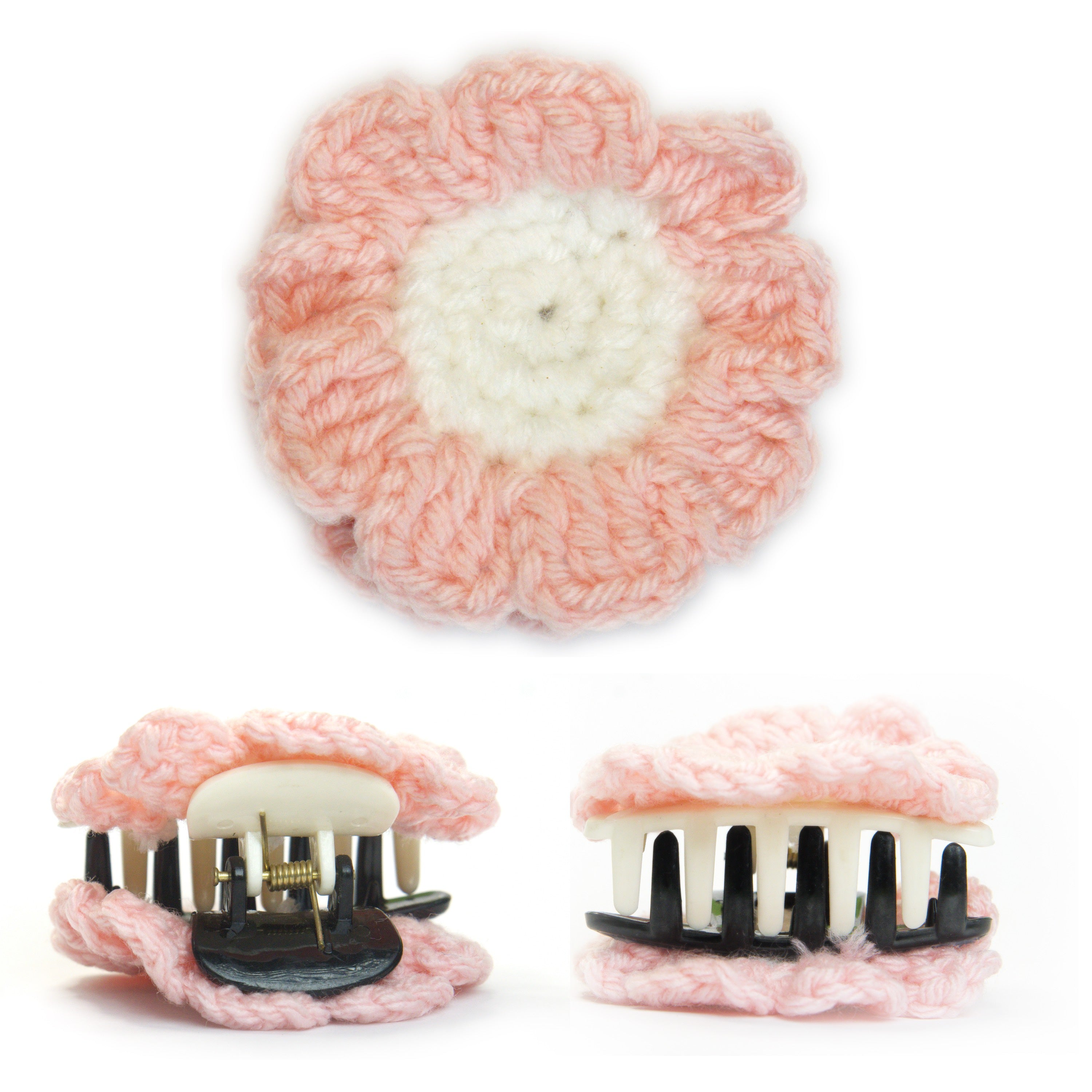 Handmade Crochet Flower Hair Claw Clip (Sunflower Design) (Purple)
