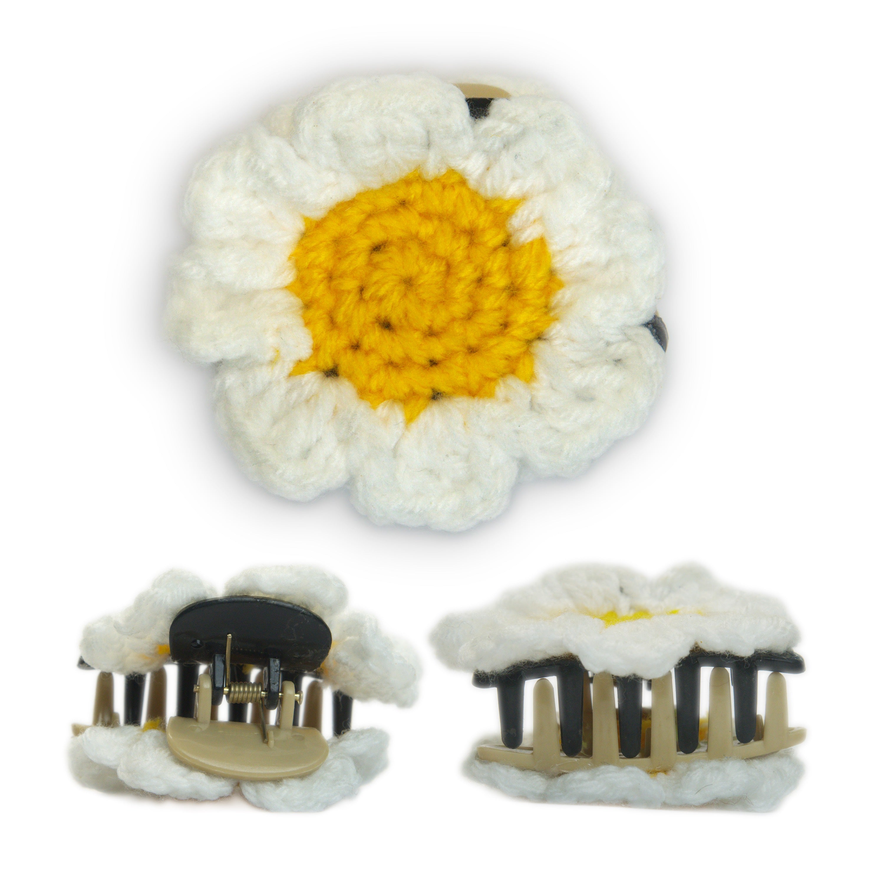 Handmade Crochet Flower Hair Claw Clip (Sunflower Design) (Purple)
