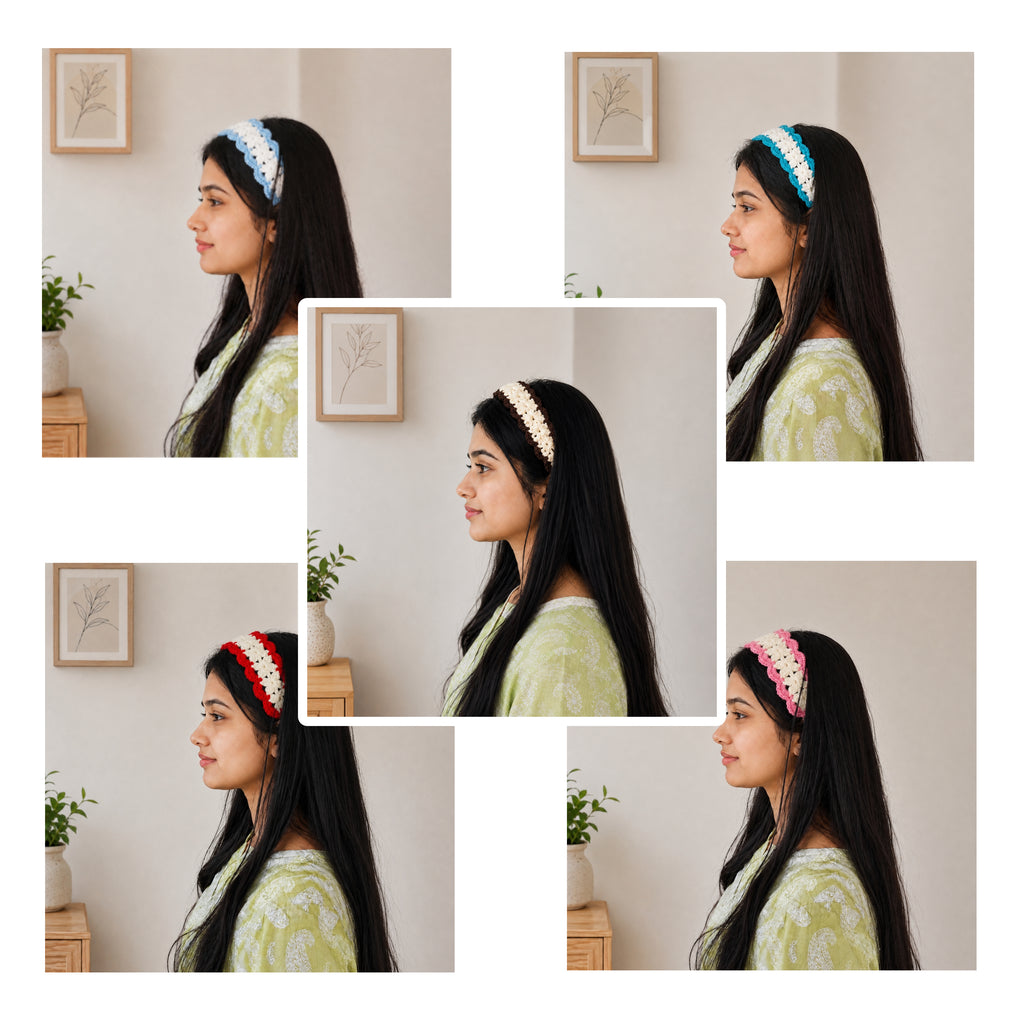 Handmade Crochet Headband for Women & Girls | Soft Knitted Boho Hair Accessory | Pastel Collection (Set of 5)