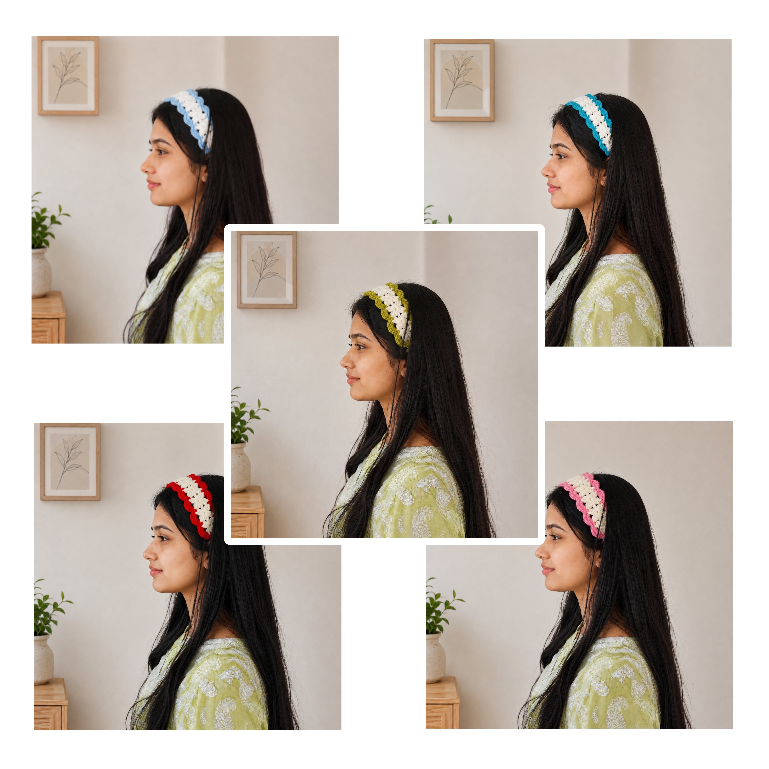 Handmade Crochet Headband for Women & Girls | Soft Knitted Boho Hair Accessory | Spring Collection (Set of 5)