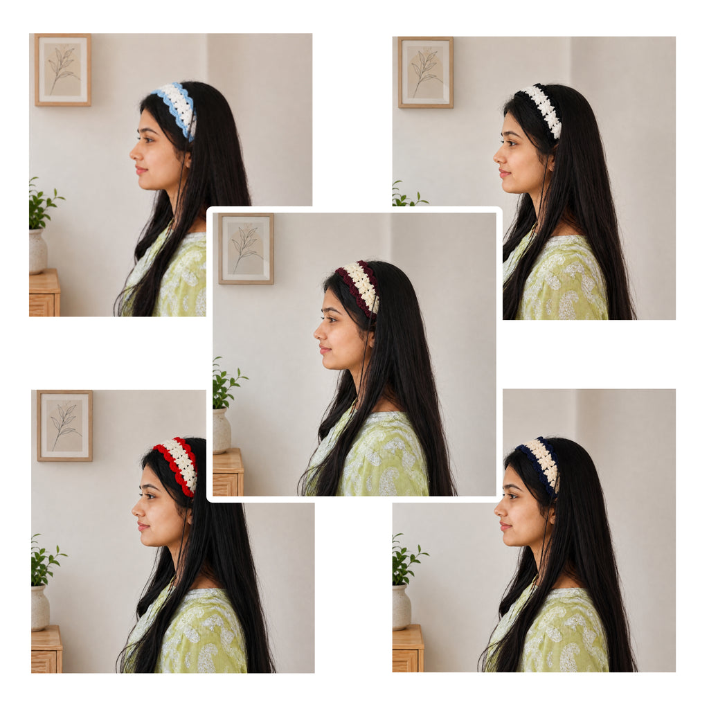 Handmade Crochet Headband for Women & Girls | Soft Knitted Boho Hair Accessory | Berry Collection (Set of 5)