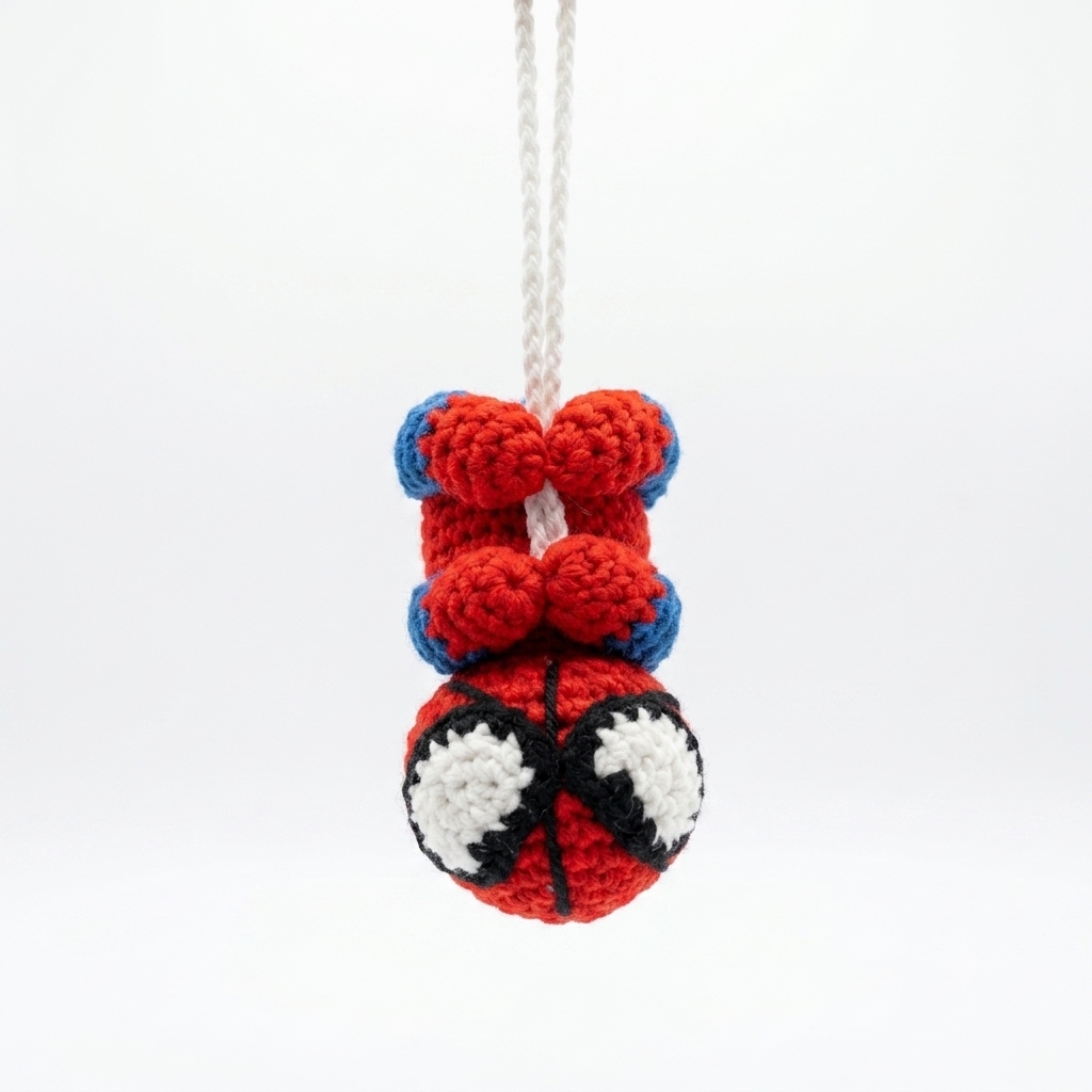 Handmade Crochet Spider-Man Hanging Charm