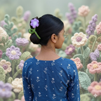 Handmade Crochet Flower Hair Claw Clip (Dual Floral Design) - set of 2