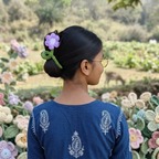 Handmade Crochet Flower Hair Claw Clip (Dual Floral Design) - set of 2