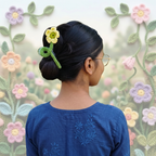 Handmade Crochet Flower Hair Claw Clip (Dual Floral Design) - set of 2