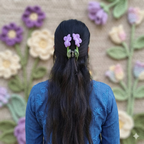 Handmade Crochet Flower Hair Claw Clip (Dual Floral Design) - set of 2