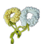 Handmade Crochet Hair Scrunchie – Floral Style Soft Hair Tie with Leaf Detail (Set of 2)