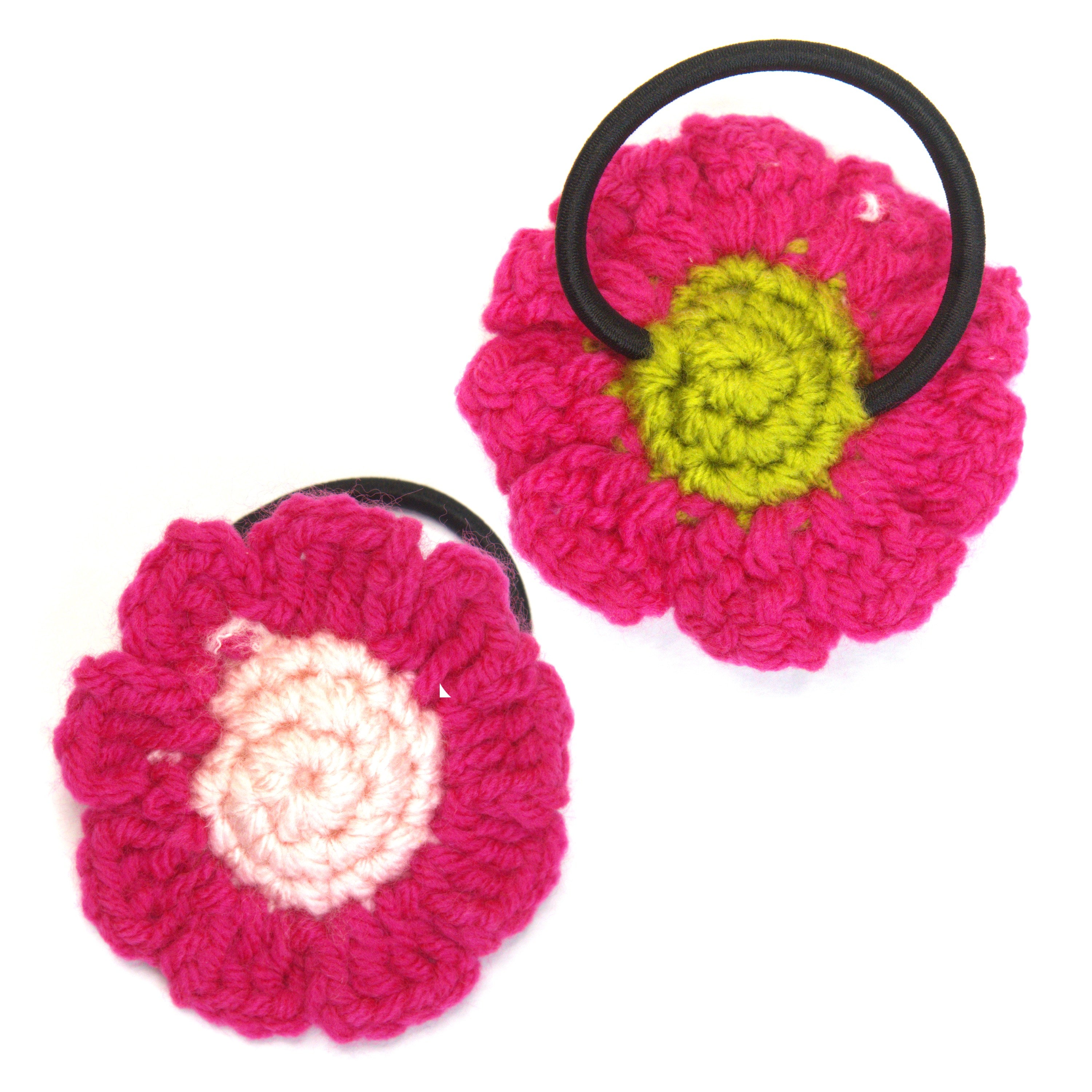 Handmade Crochet Flower Hair Tie (Soft & Stylish Hair Elastic) Set of 2