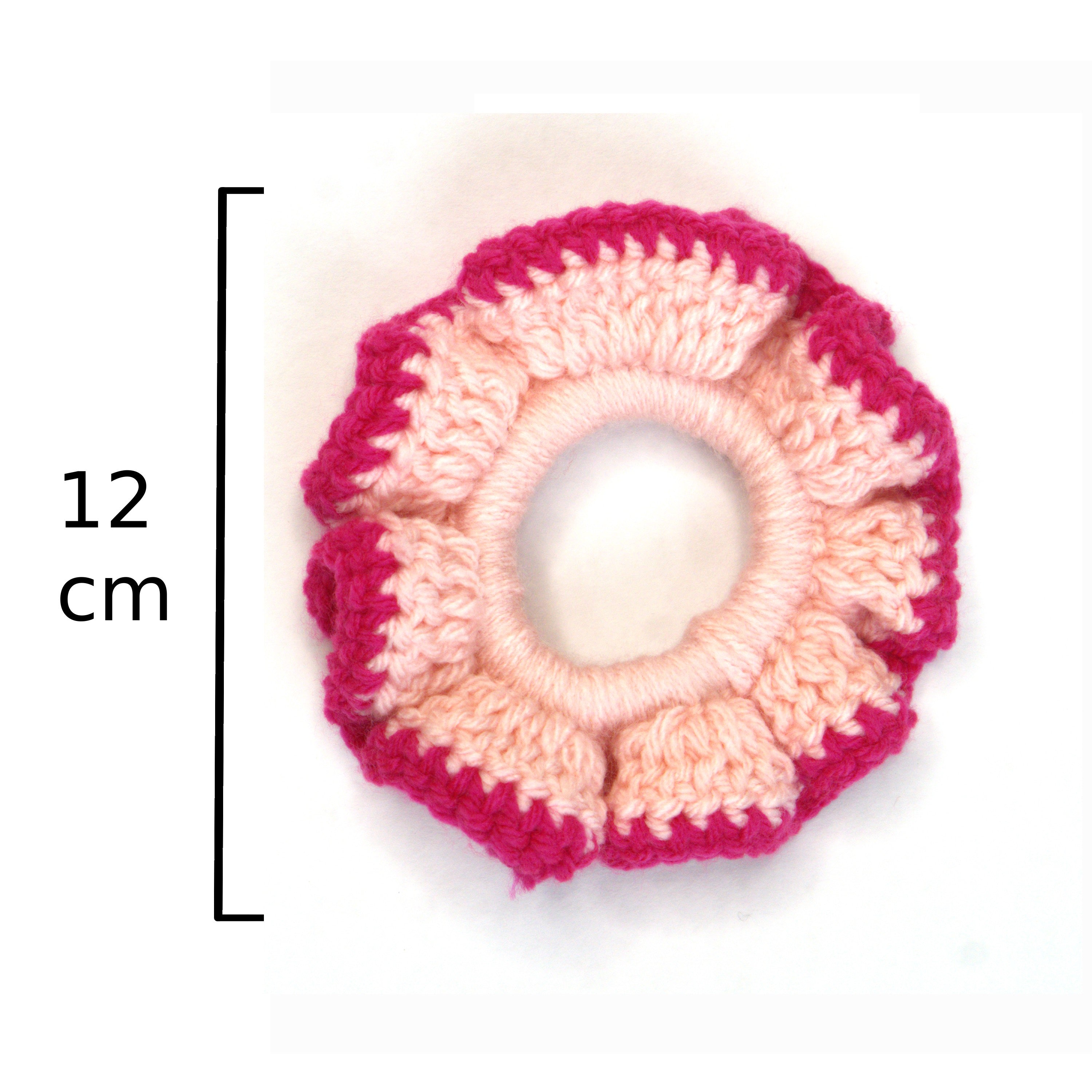 Crochet Woolen Scrunchie (Pink)
