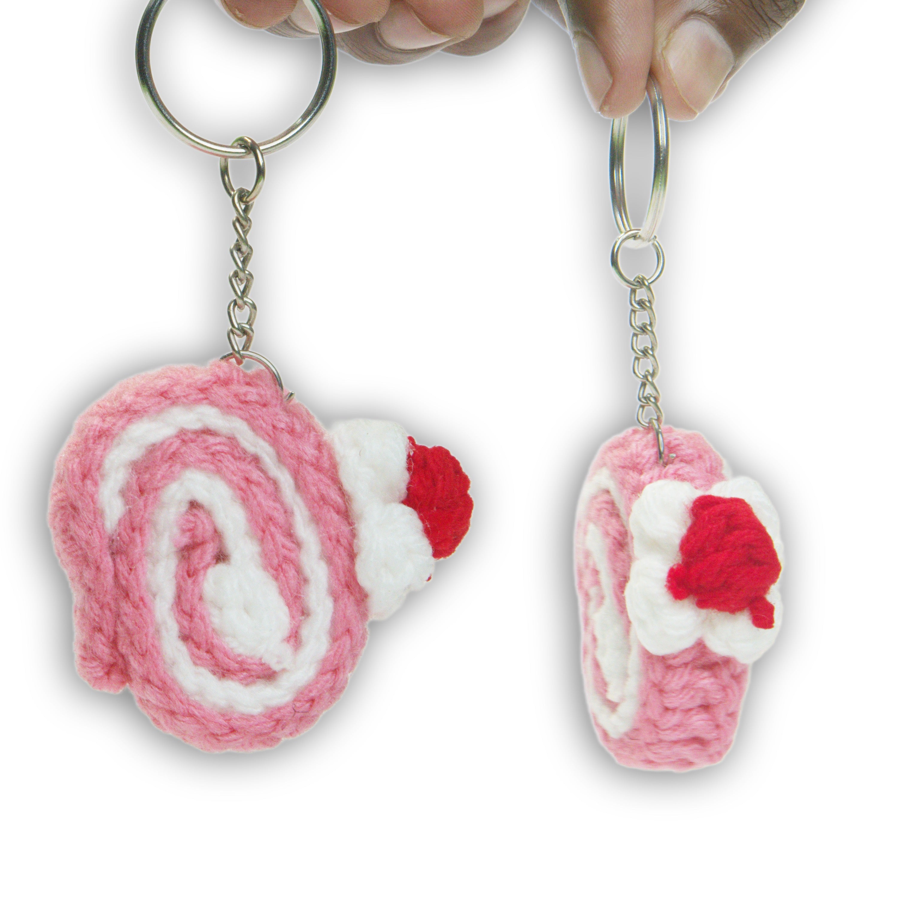 Handmade Crochet Roll Cake Key Ring