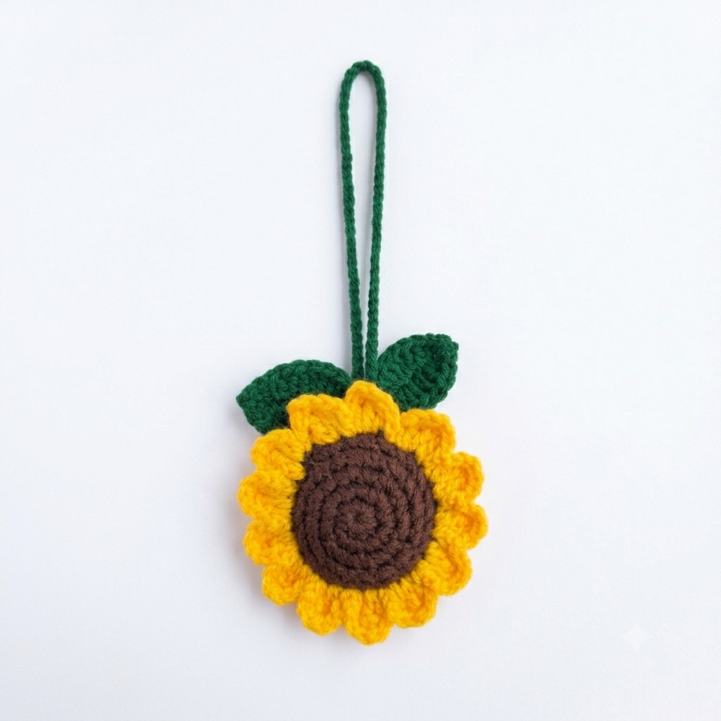 Handmade Crochet Sunflower Hanging Charm