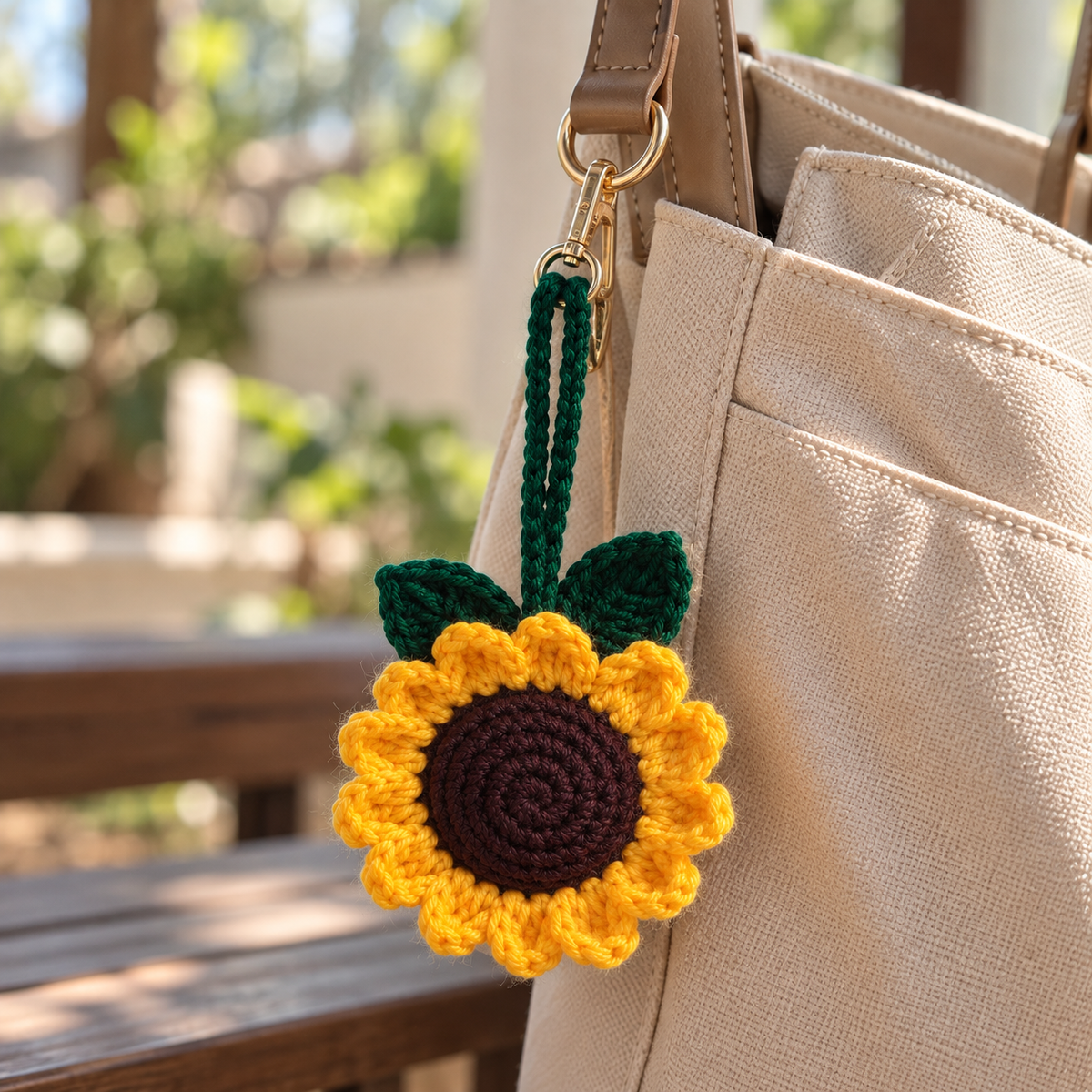 Handmade Crochet Sunflower Hanging Charm