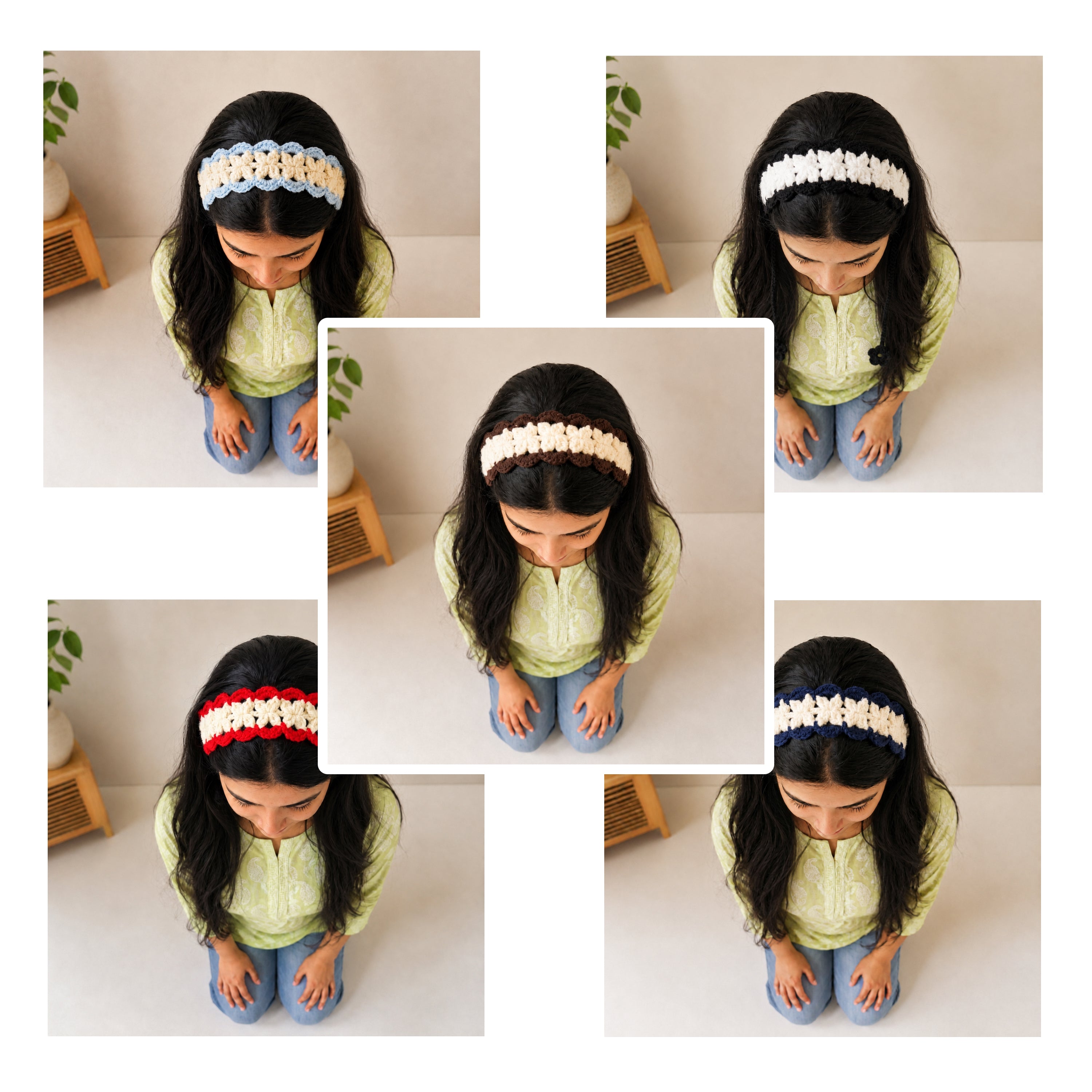 Handmade Crochet Headband for Women & Girls | Soft Knitted Boho Hair Accessory | Classic Collection (Set of 5)