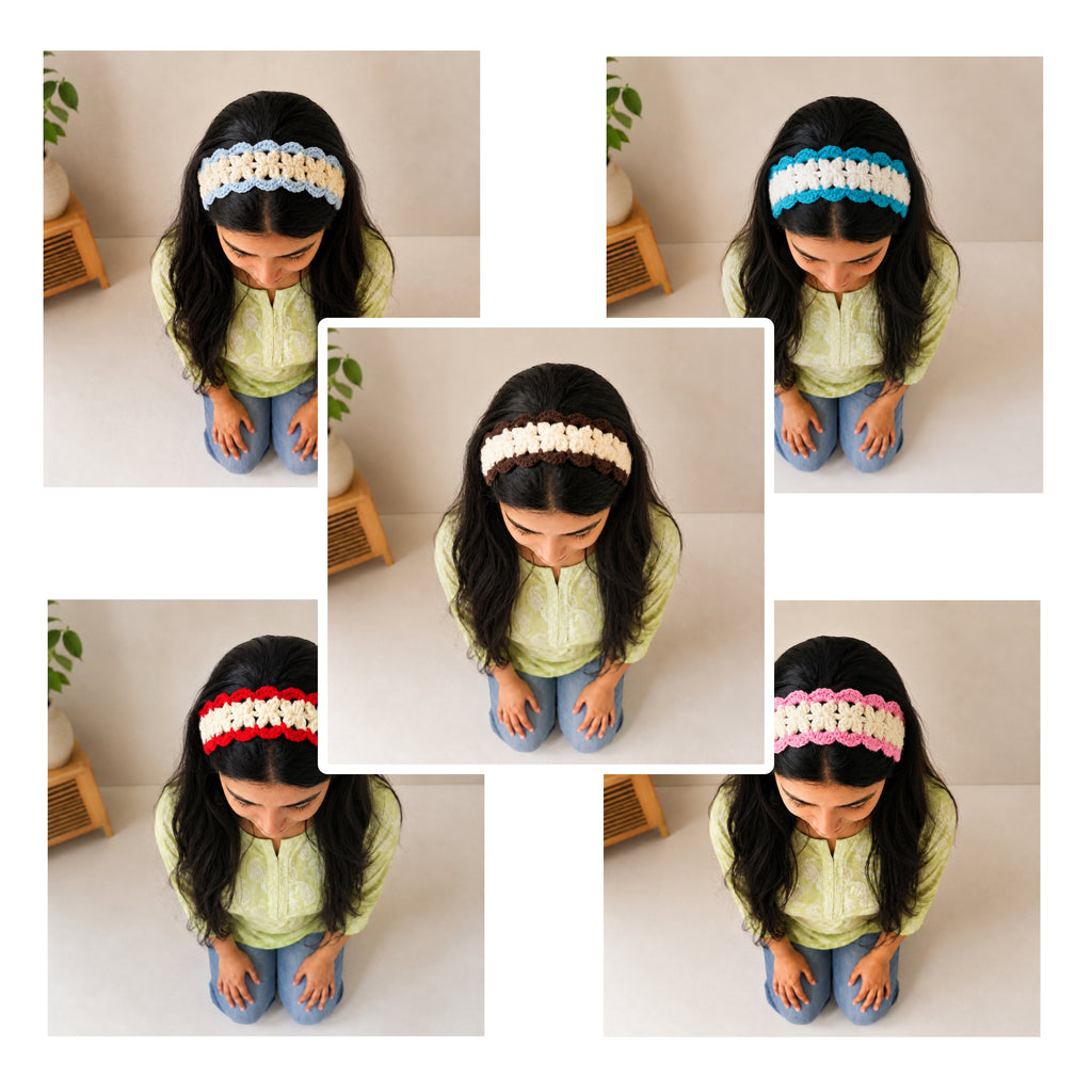 Handmade Crochet Headband for Women & Girls | Soft Knitted Boho Hair Accessory | Pastel Collection (Set of 5)