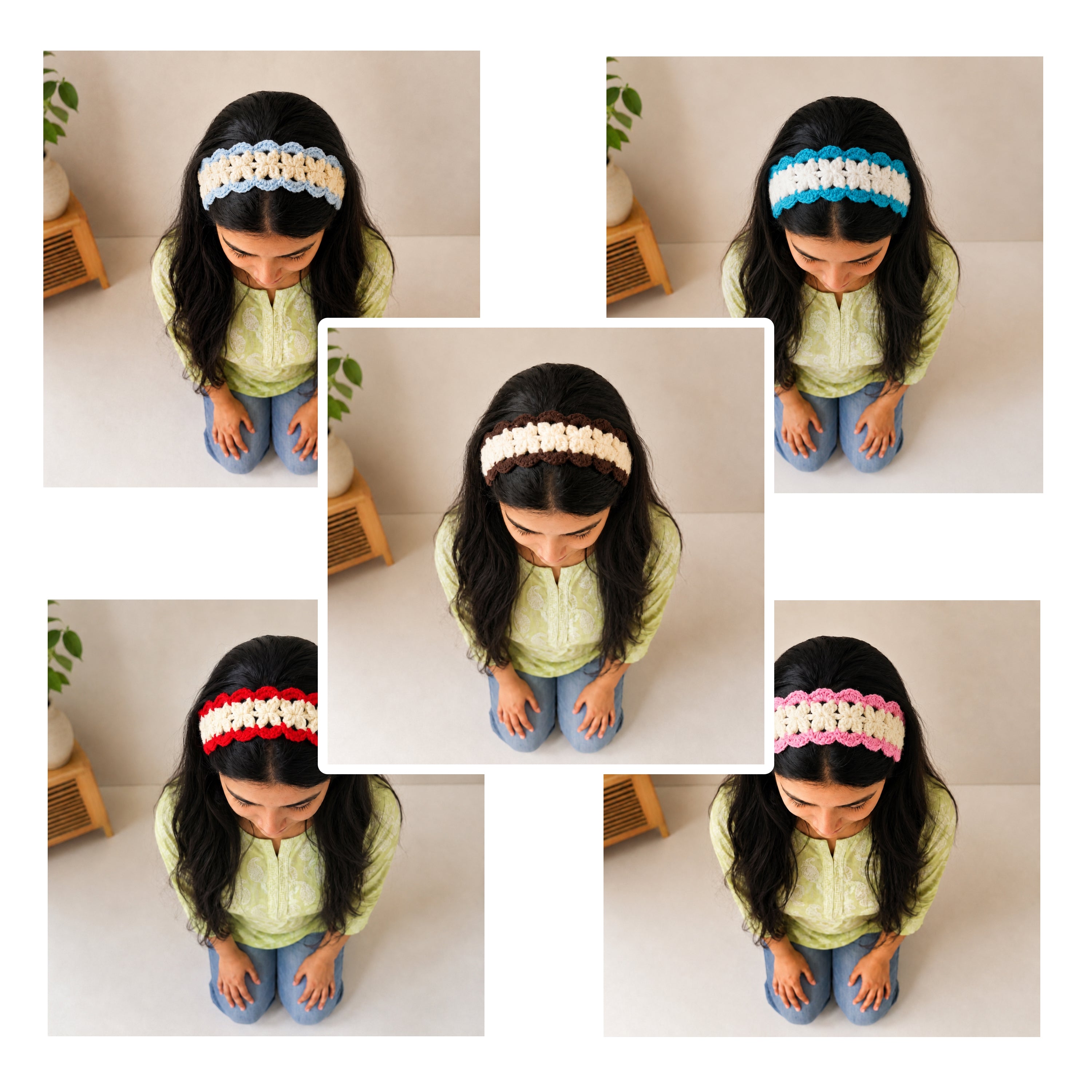 Handmade Crochet Headband for Women & Girls | Soft Knitted Boho Hair Accessory | Pastel Collection (Set of 5)