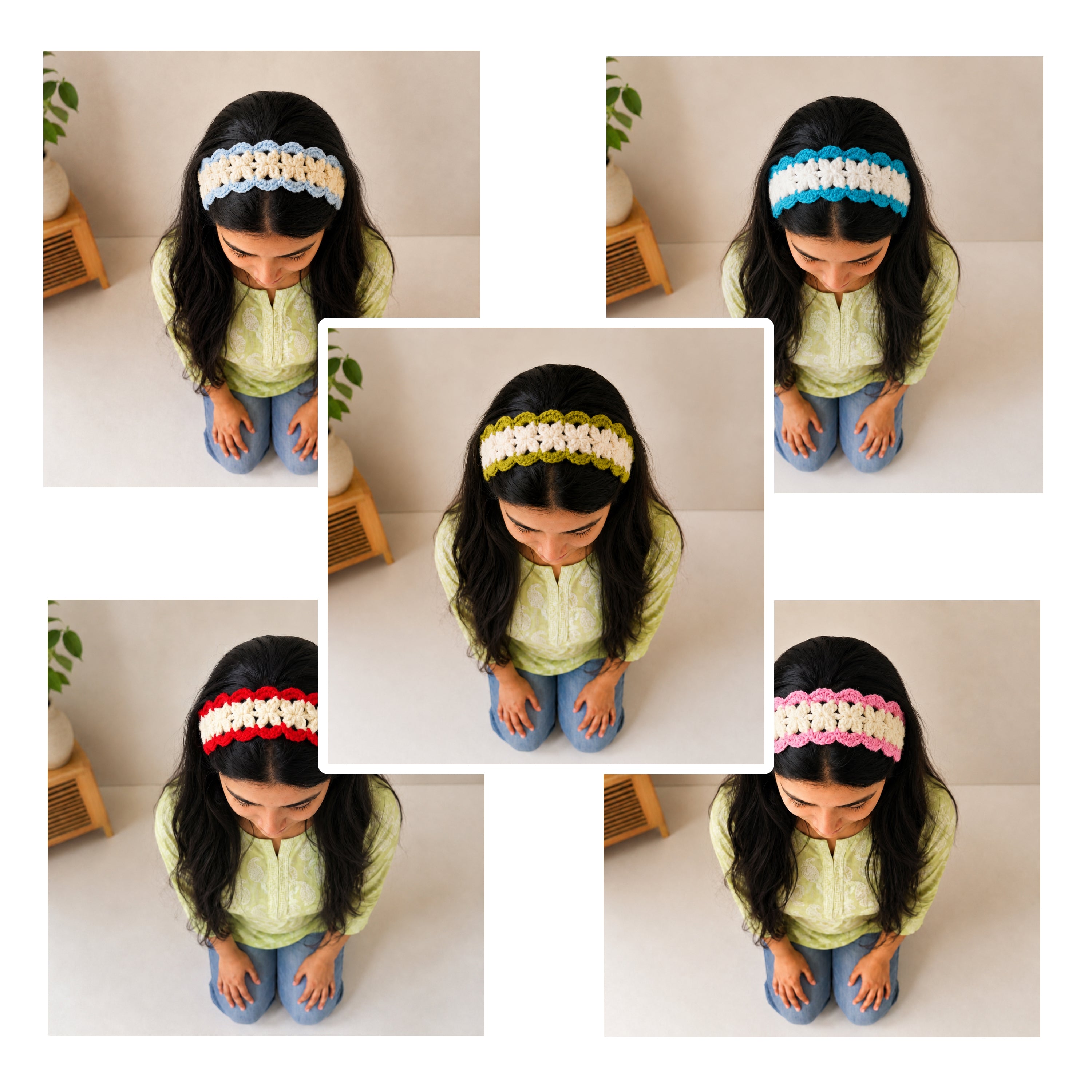 Handmade Crochet Headband for Women & Girls | Soft Knitted Boho Hair Accessory | Spring Collection (Set of 5)