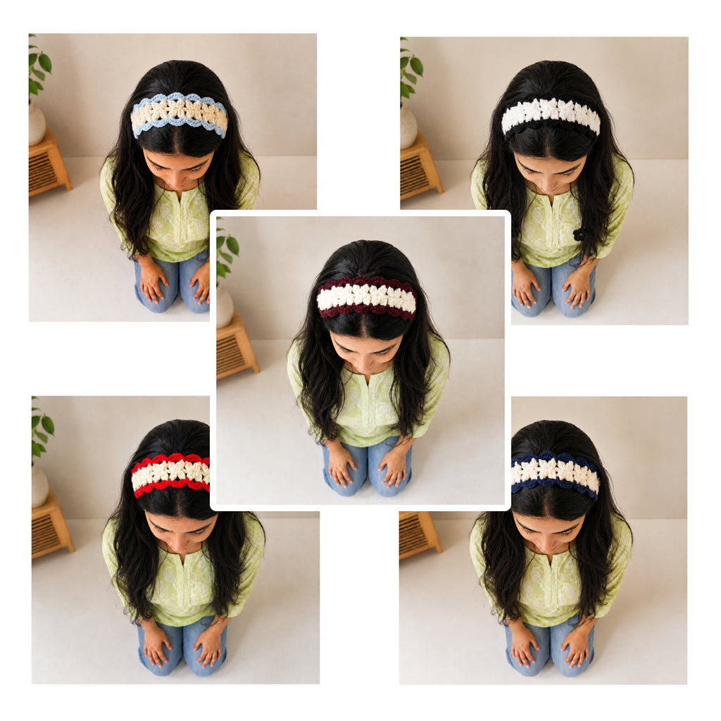 Handmade Crochet Headband for Women & Girls | Soft Knitted Boho Hair Accessory | Berry Collection (Set of 5)