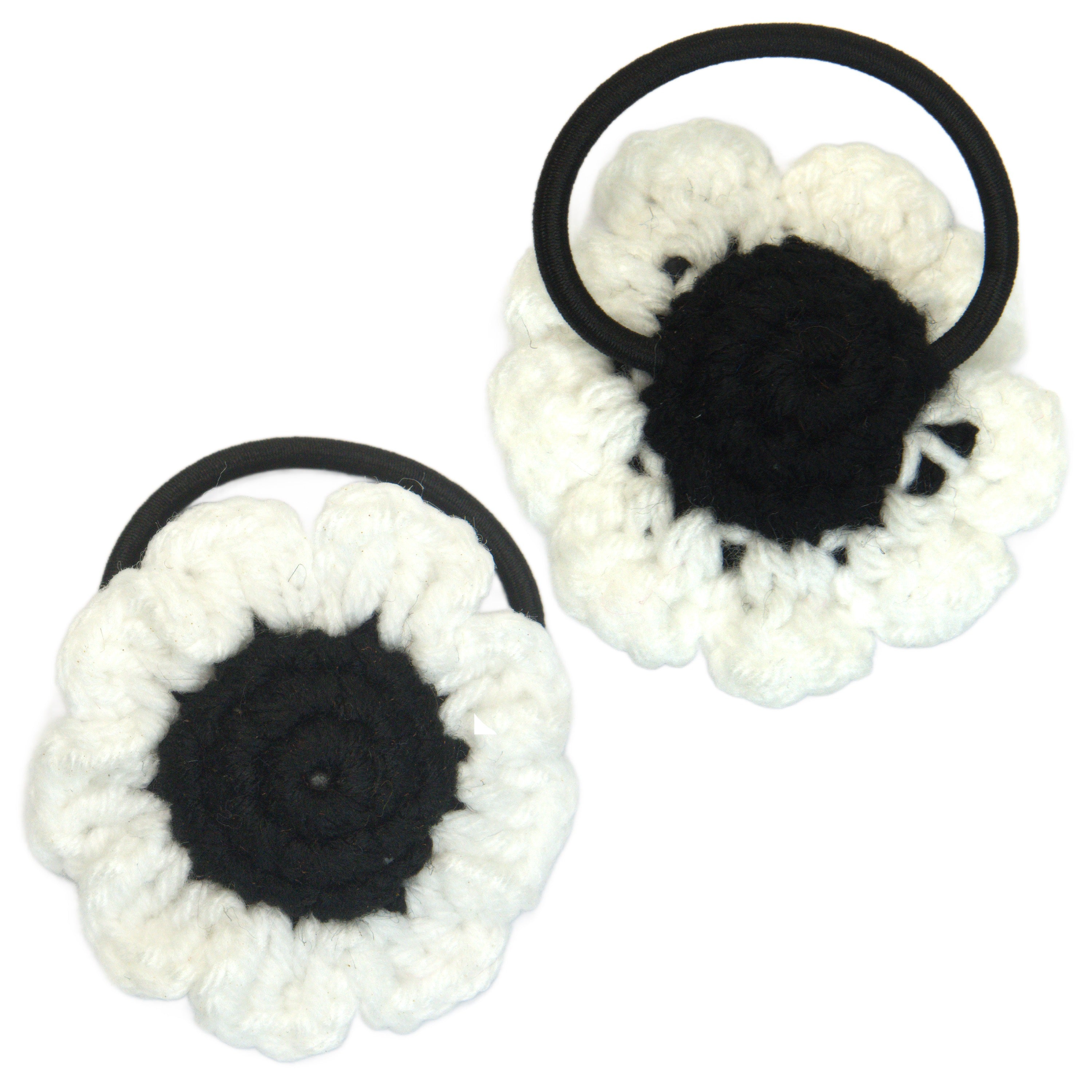 Handmade Crochet Flower Hair Tie (Soft & Stylish Hair Elastic) Set of 2