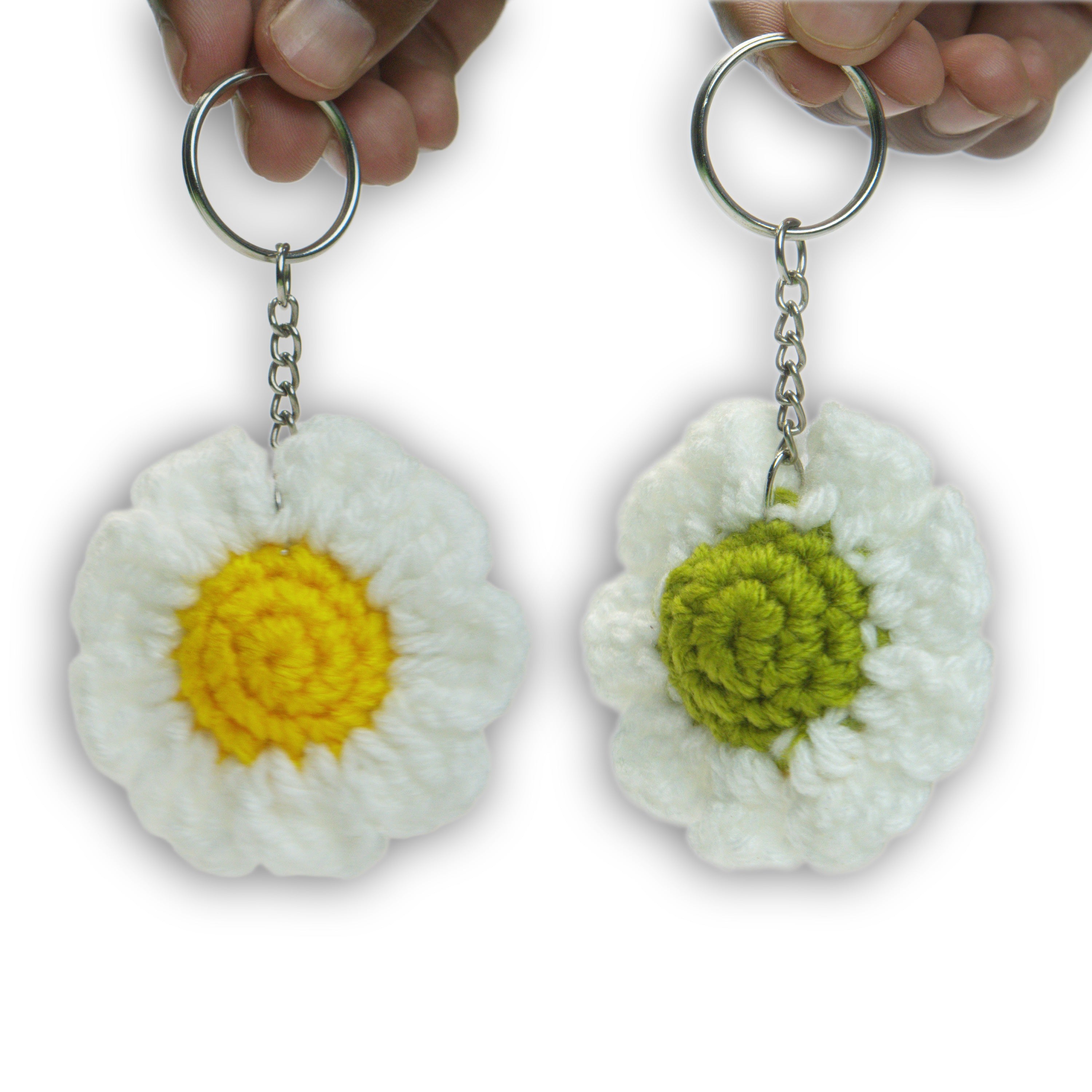 Handmade Crochet Sunflower Keychain – Cute Floral Amigurumi Bag Charm (Set of 2)